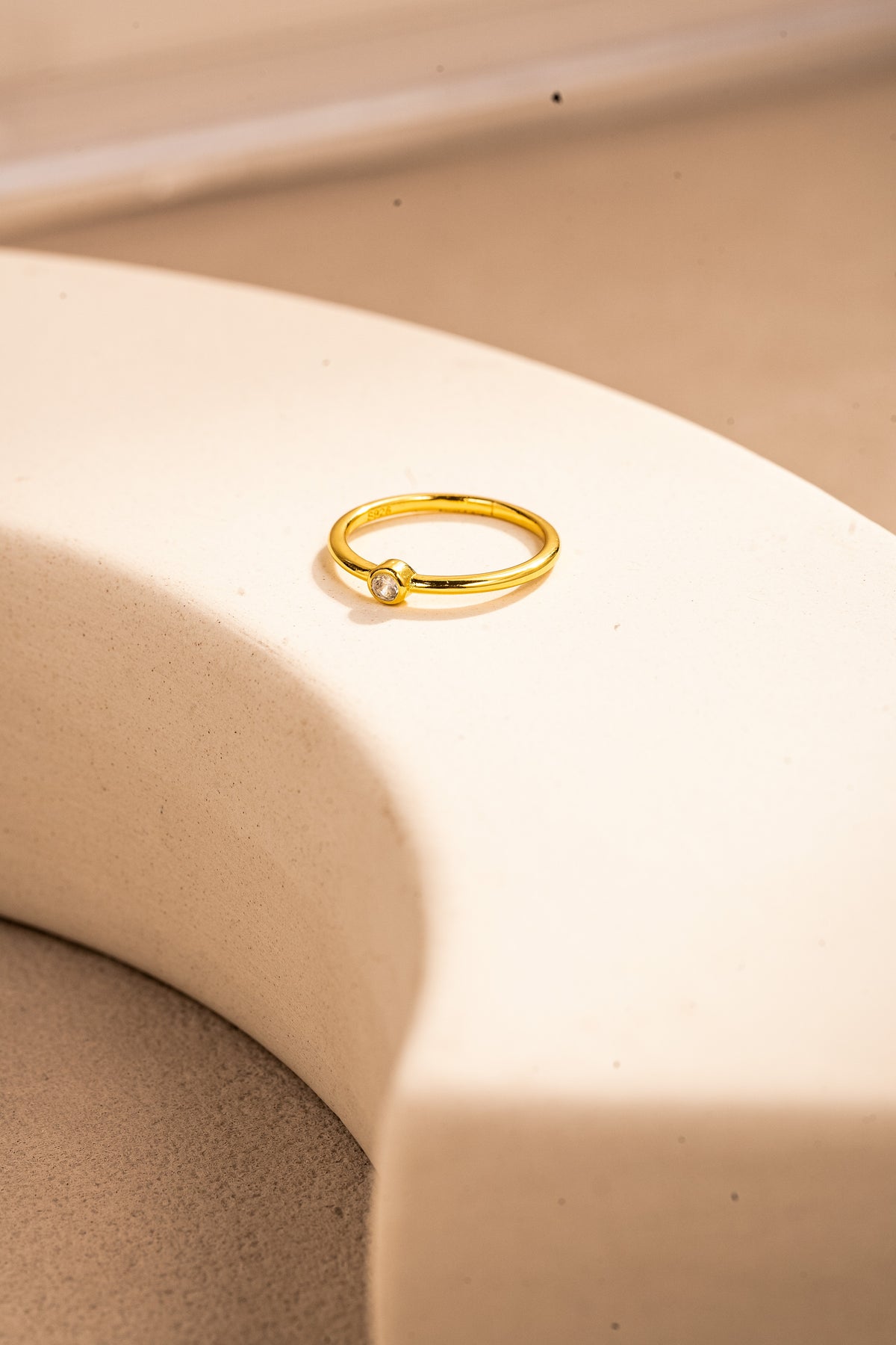 Elegant Zircon Stacking Ring – 20K Gold/Platinum Plated on 925 Silver – View 6 | ARTTOO STUDIO