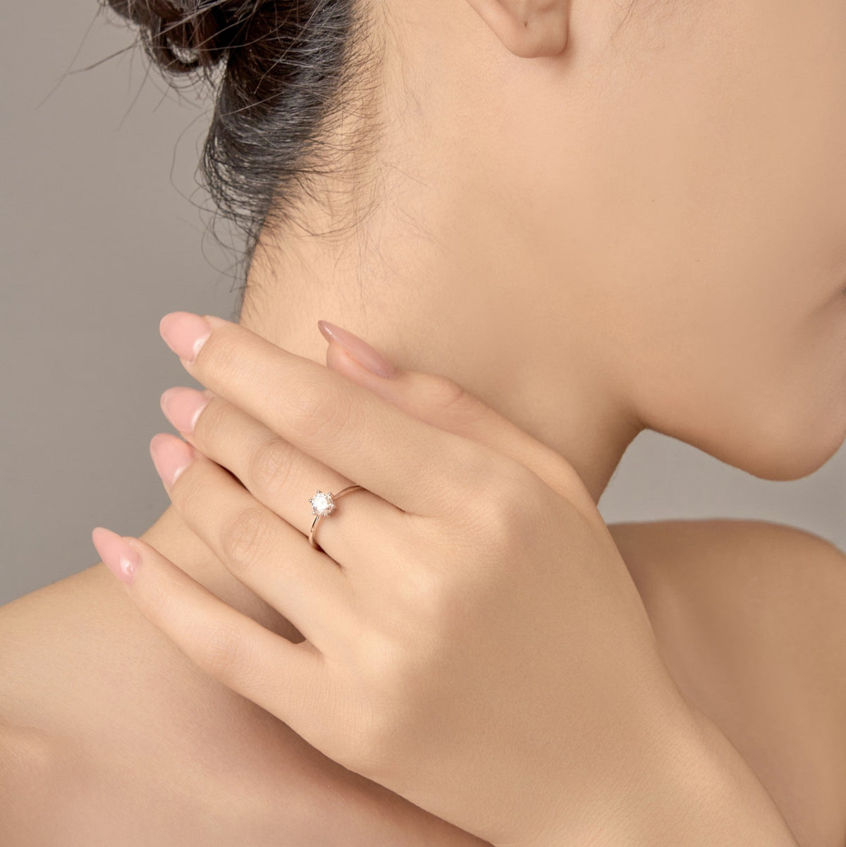Polaris Moissanite Solitaire Ring – 925 Silver with Rhodium Plated – View 4 | ARTTOO STUDIO