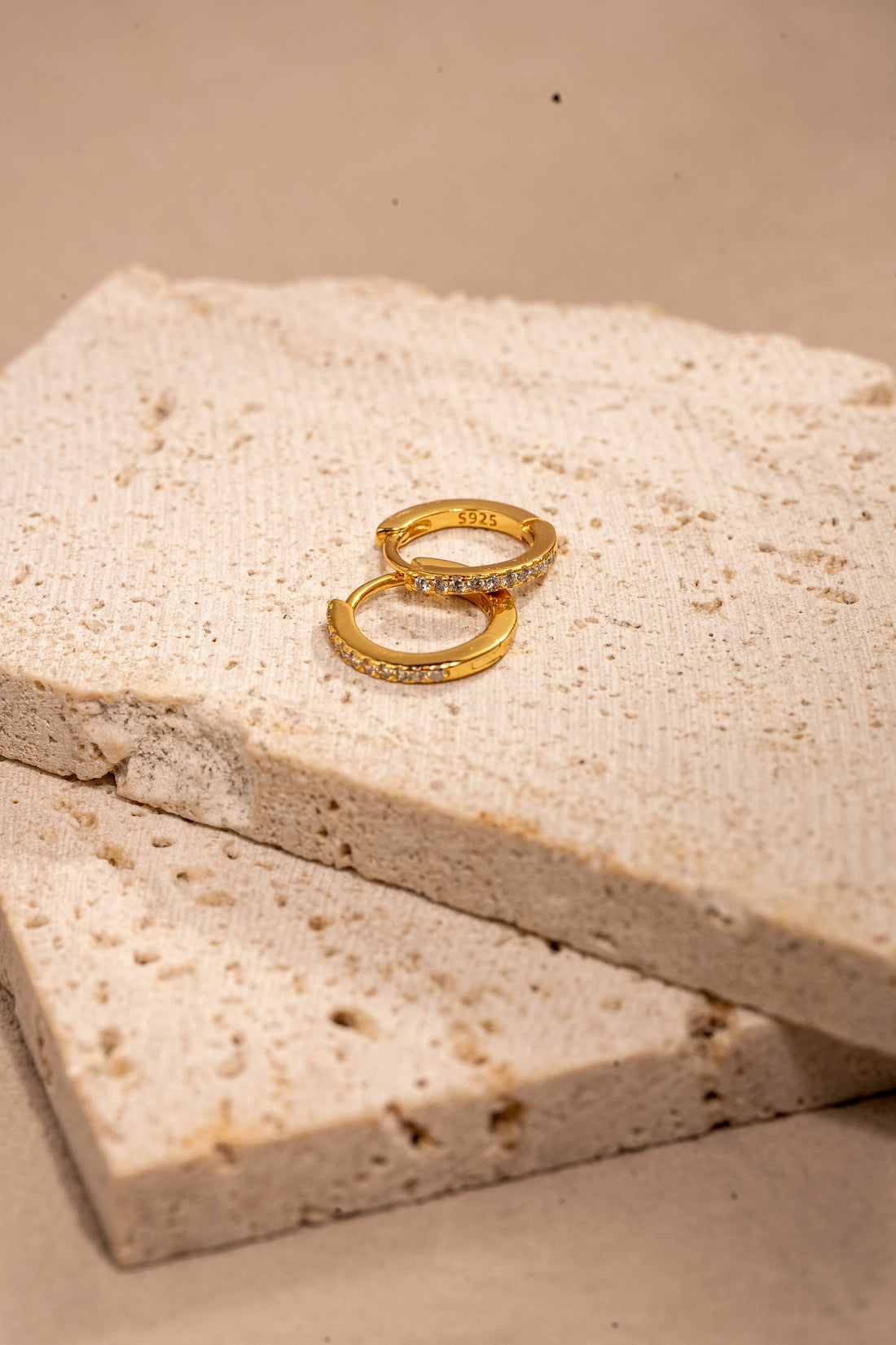 Pavé Huggie Earrings – 18K Gold Vermeil on 925 Silver – View 7 | ARTTOO STUDIO