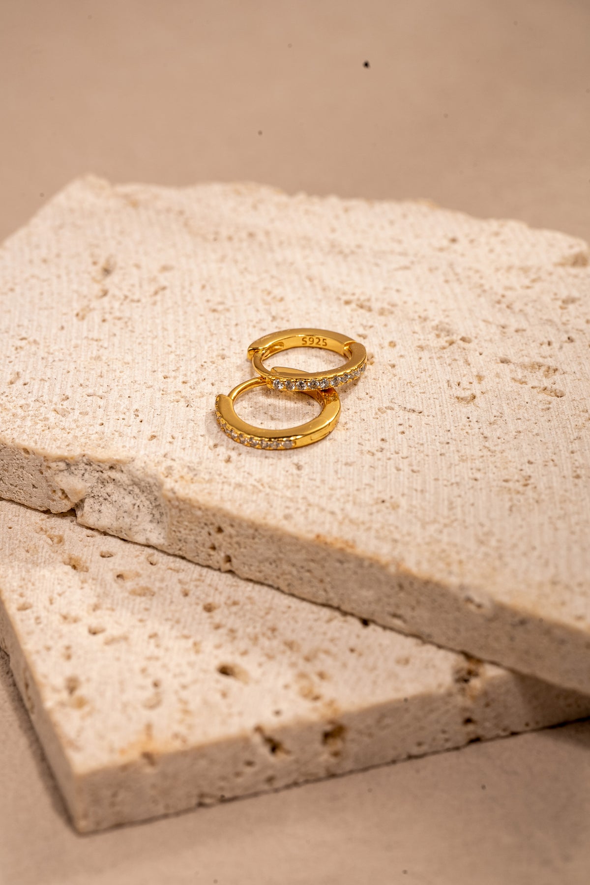 Pavé Huggie Earrings – 18K Gold Vermeil on 925 Silver – View 7 | ARTTOO STUDIO