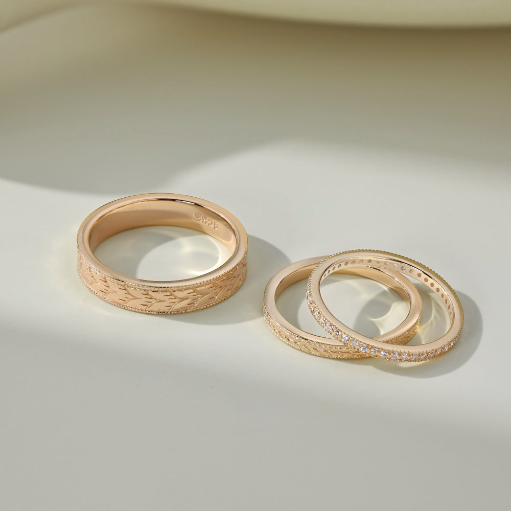 Roman Oath Columns Couple Rings – 18K Gold Vermeil on 925 Silver – Detail and Craftsmanship | ARTTOO STUDIO