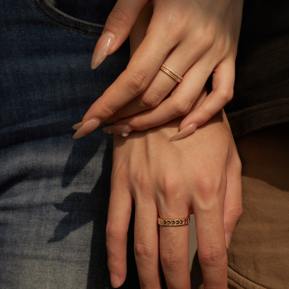Roman Oath Columns Couple Rings – 18K Gold Vermeil on 925 Silver – View 4 | ARTTOO STUDIO