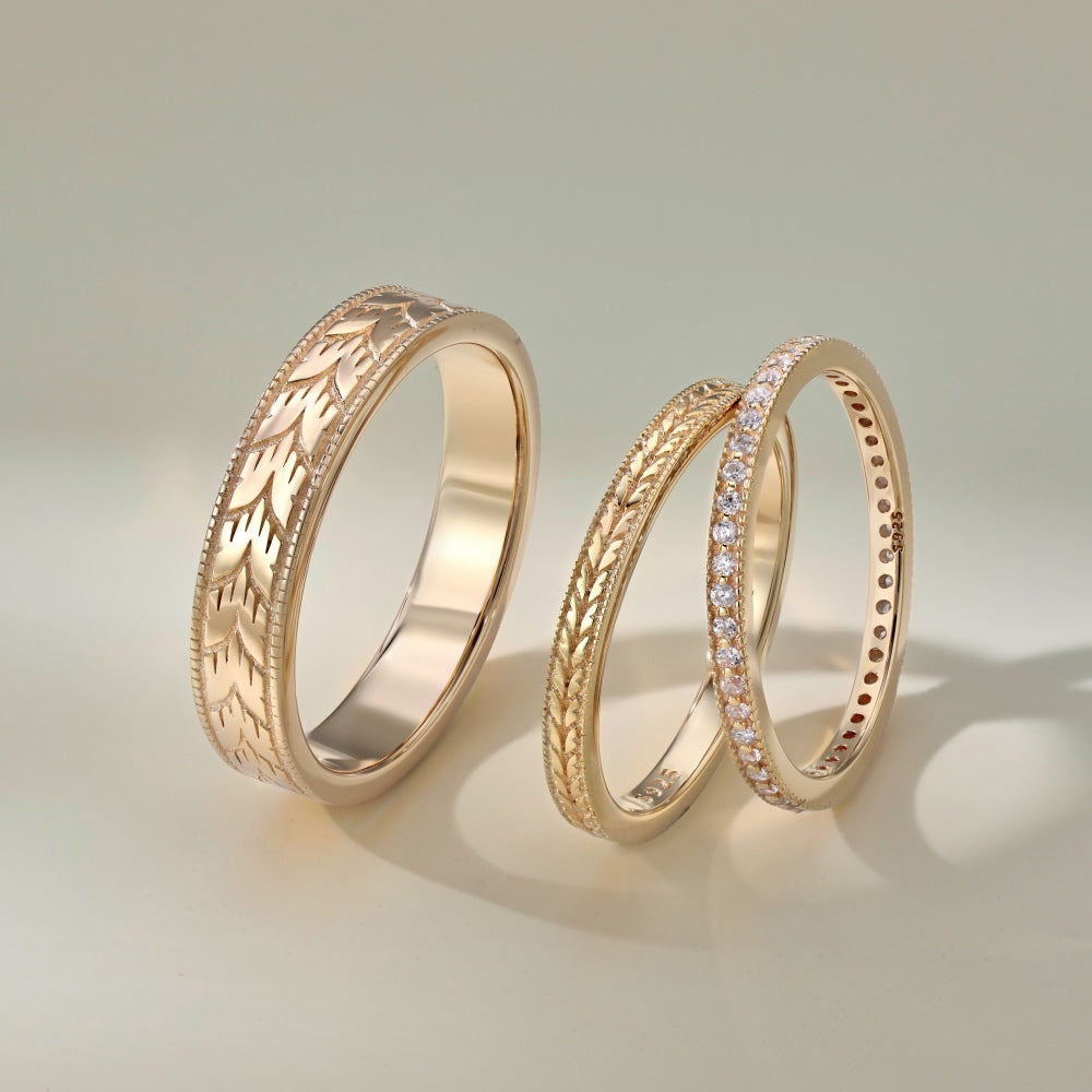 Roman Oath Columns Couple Rings – 18K Gold Vermeil on 925 Silver – View 5 | ARTTOO STUDIO