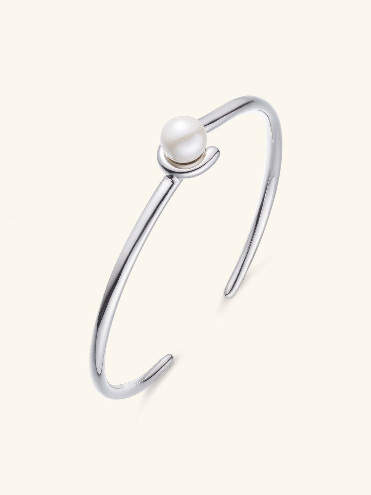 Gentle Radiance Bangle – S925 Sterling Silver Open Bracelet with Pear – Minimalist Jewelry | ARTTOO STUDIO