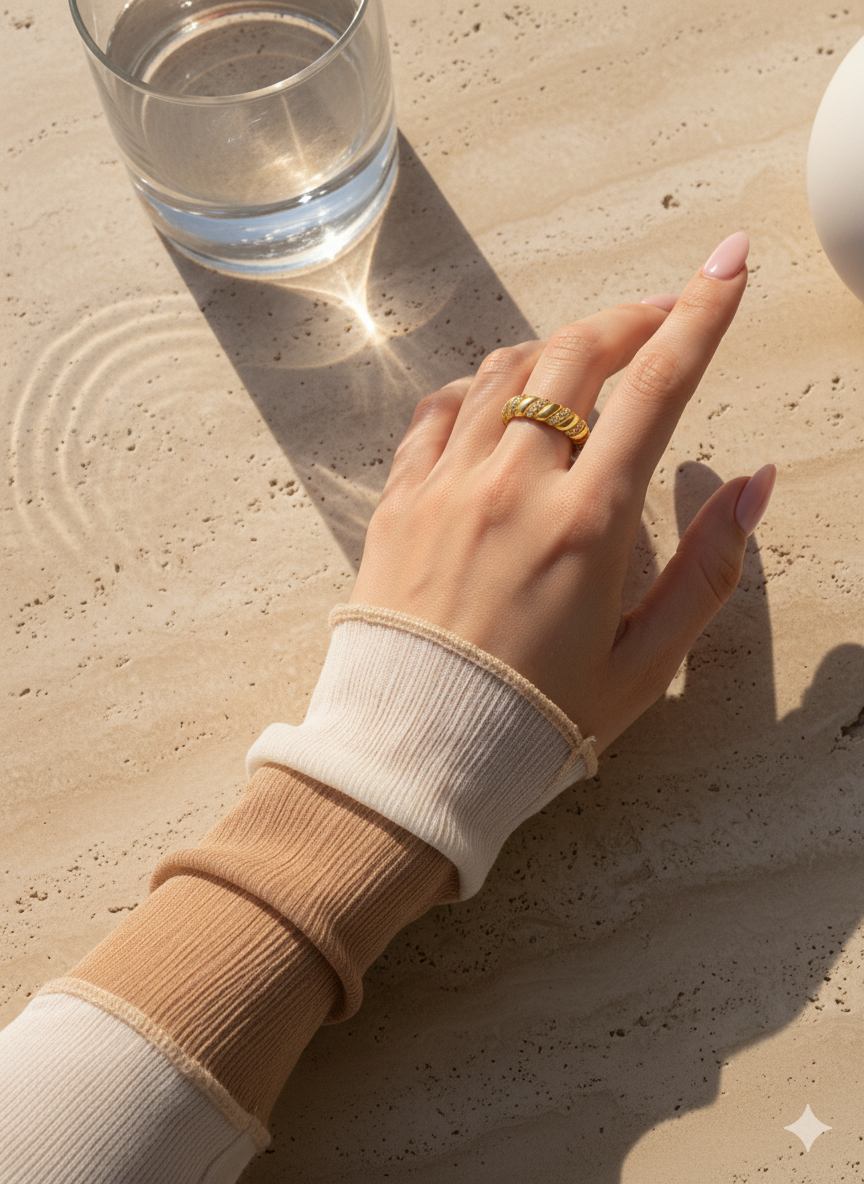 Twisted Pavé Band Ring – 925 Silver with 18K Gold/Platinum Plating – View 4 | ARTTOO STUDIO