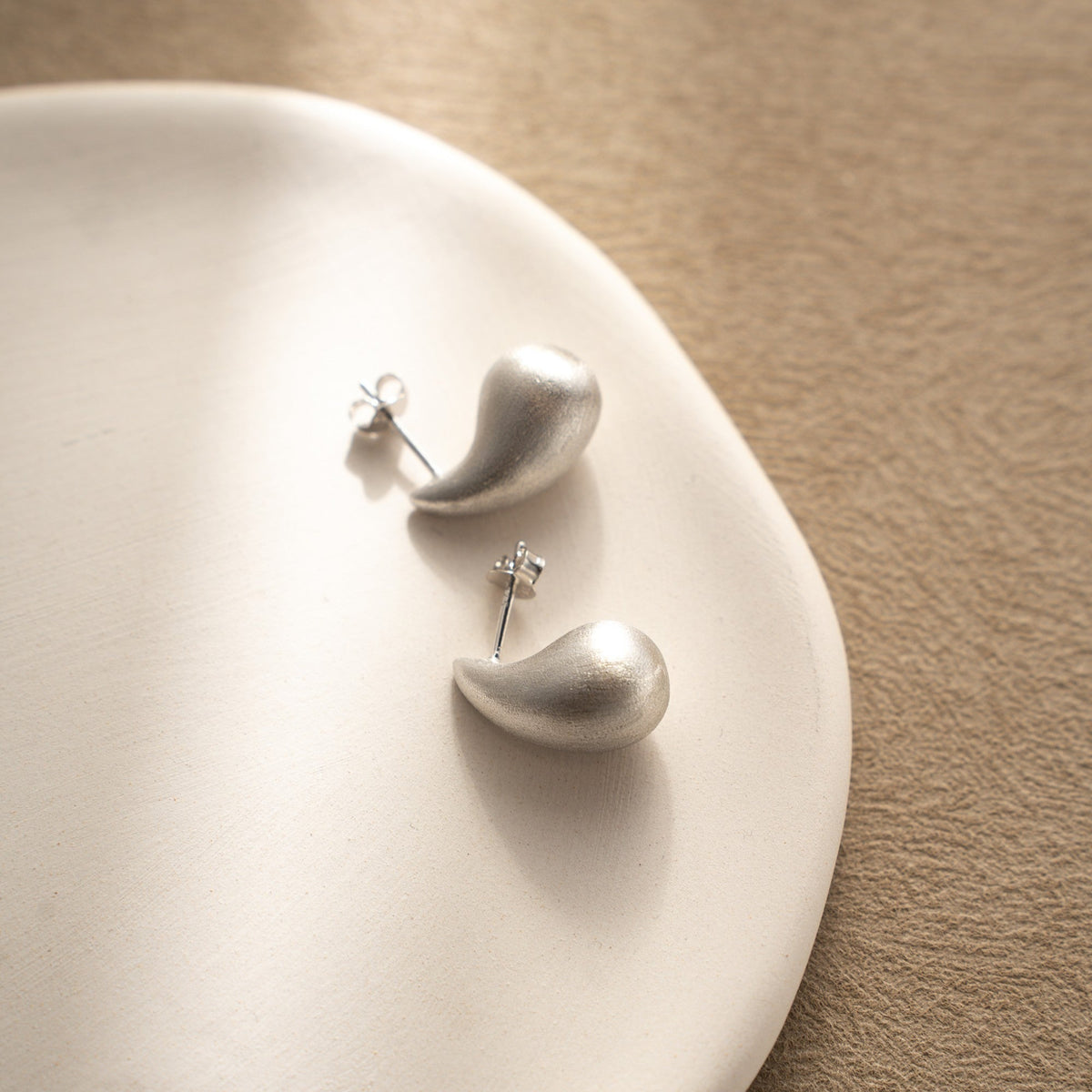 Raindrop Stud Earrings – 925 Silver with 18K Gold Plating – View 8 | ARTTOO STUDIO
