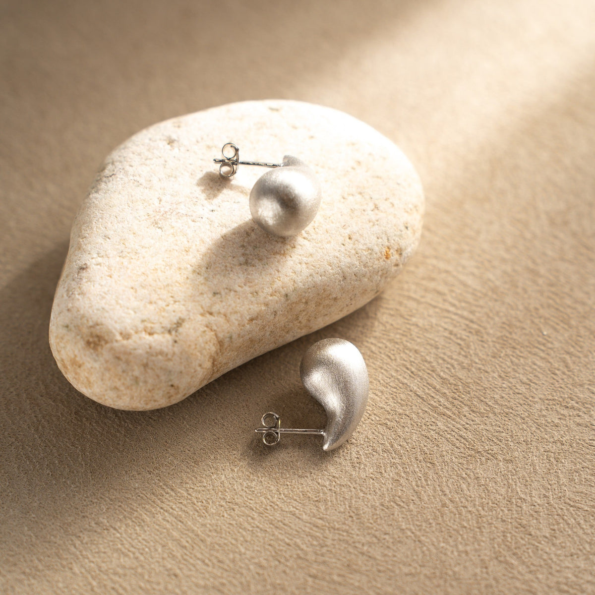 Raindrop Stud Earrings – 925 Silver with 18K Gold Plating – View 6 | ARTTOO STUDIO