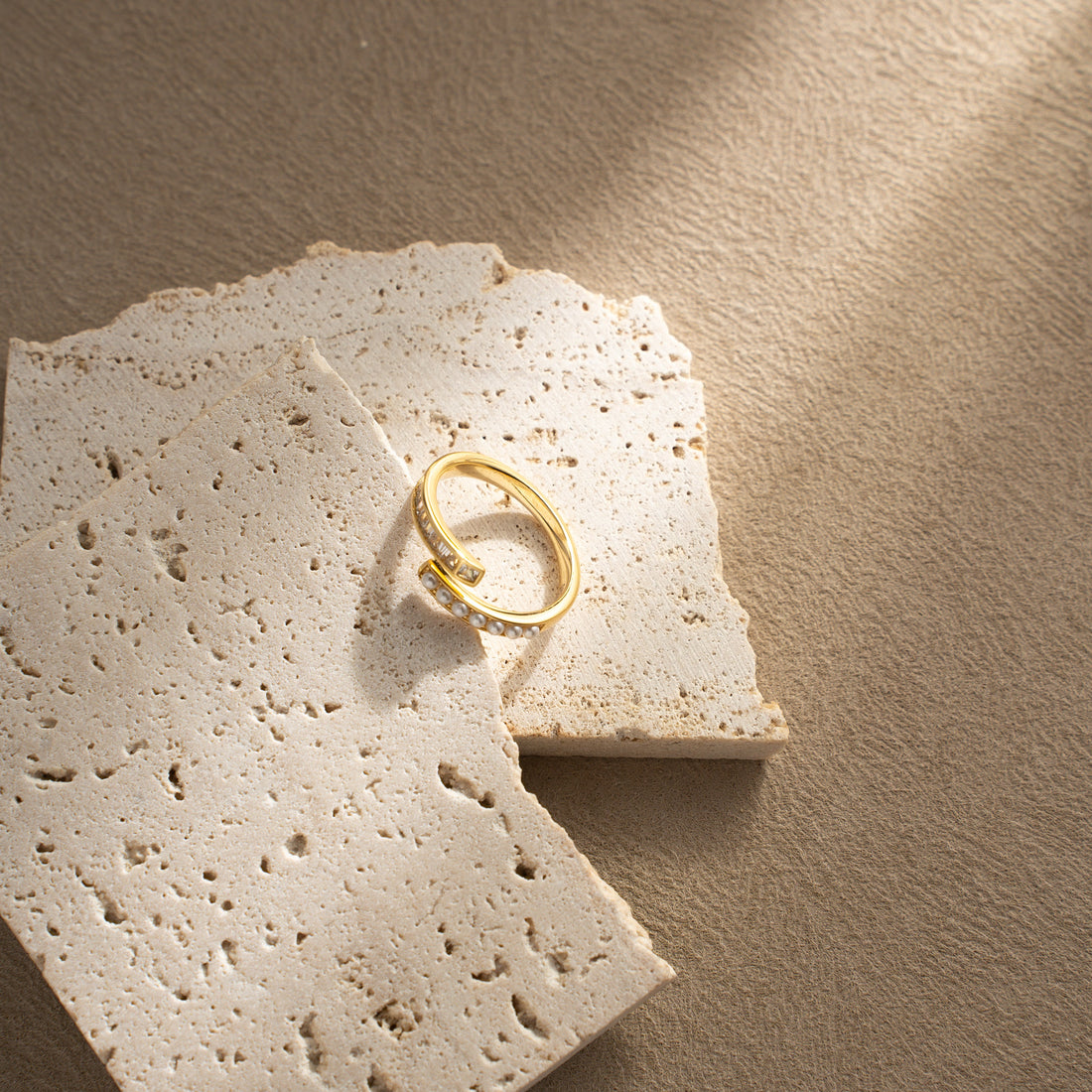 Lune Open Adjustable Ring – Pearl & Zirconia, 18K Gold Vermeil on 925 Silver – View 9 | ARTTOO STUDIO