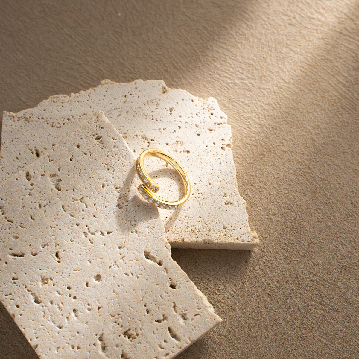 Lune Open Adjustable Ring – Pearl & Zirconia, 18K Gold Vermeil on 925 Silver – View 9 | ARTTOO STUDIO