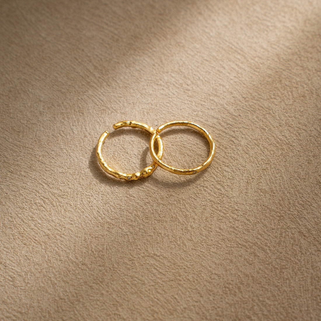 Starlit Glow Adjustable Ring – Irregular Hollow Texture, 18K Gold Vermeil on 925 Silver – View 7 | ARTTOO STUDIO