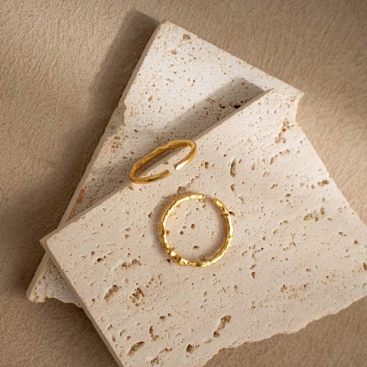 Starlit Glow Adjustable Ring – Irregular Hollow Texture, 18K Gold Vermeil on 925 Silver – View 5 | ARTTOO STUDIO