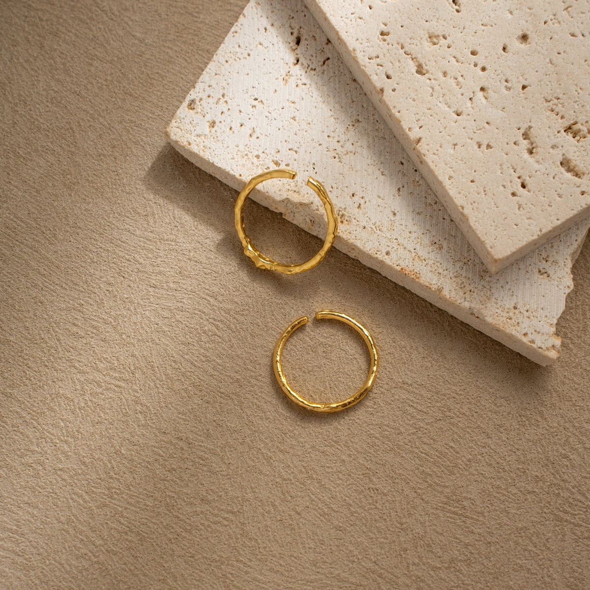 Starlit Glow Adjustable Ring – Irregular Hollow Texture, 18K Gold Vermeil on 925 Silver – View 8 | ARTTOO STUDIO