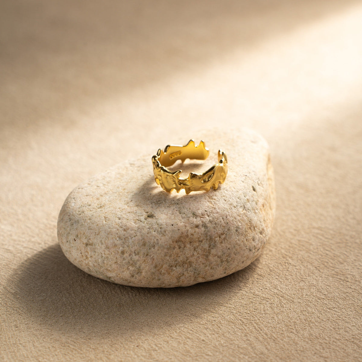Mountain Texture Adjustable Ring – 18K Gold Vermeil on 925 Silver – View 4 | ARTTOO STUDIO
