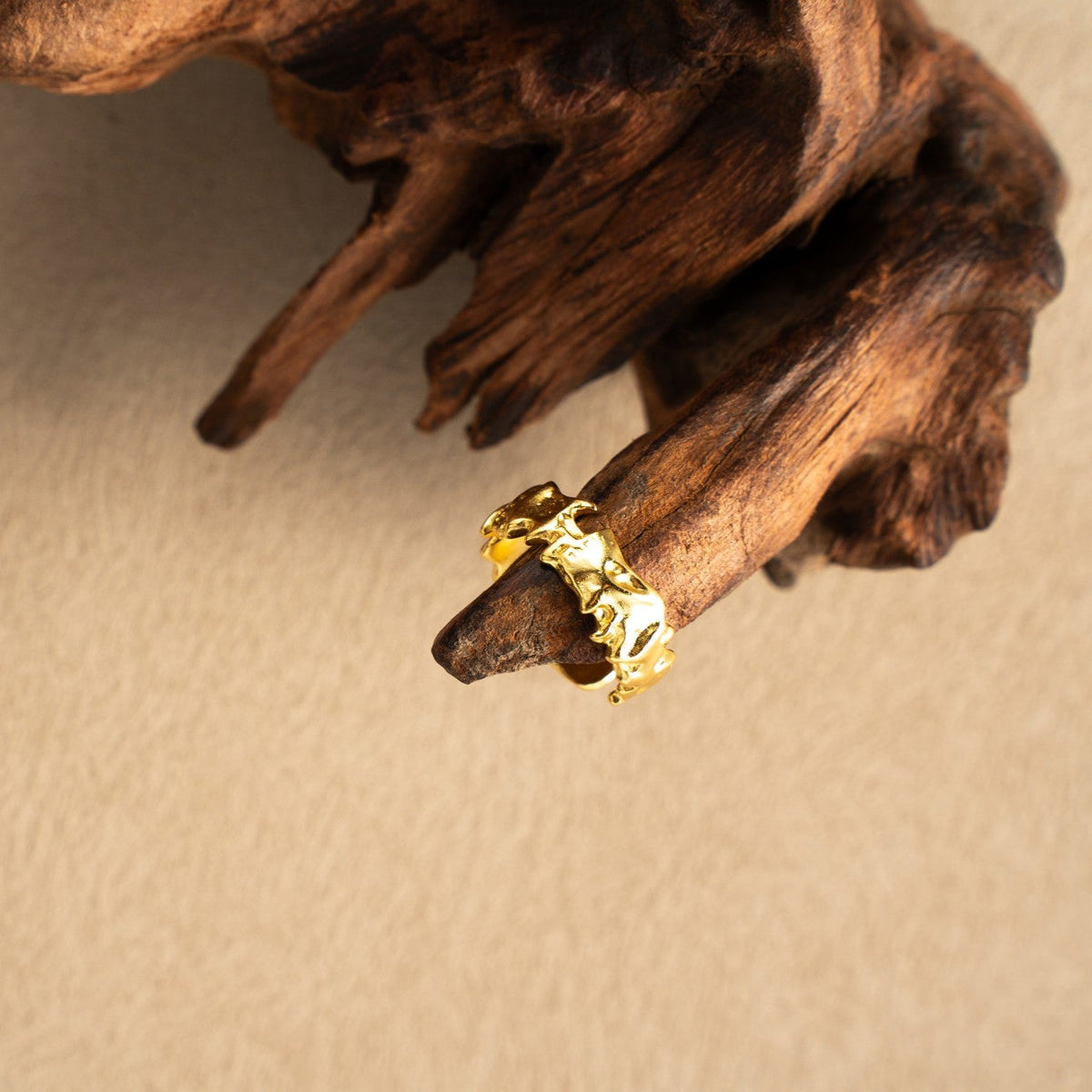 Mountain Texture Adjustable Ring – 18K Gold Vermeil on 925 Silver – View 6 | ARTTOO STUDIO