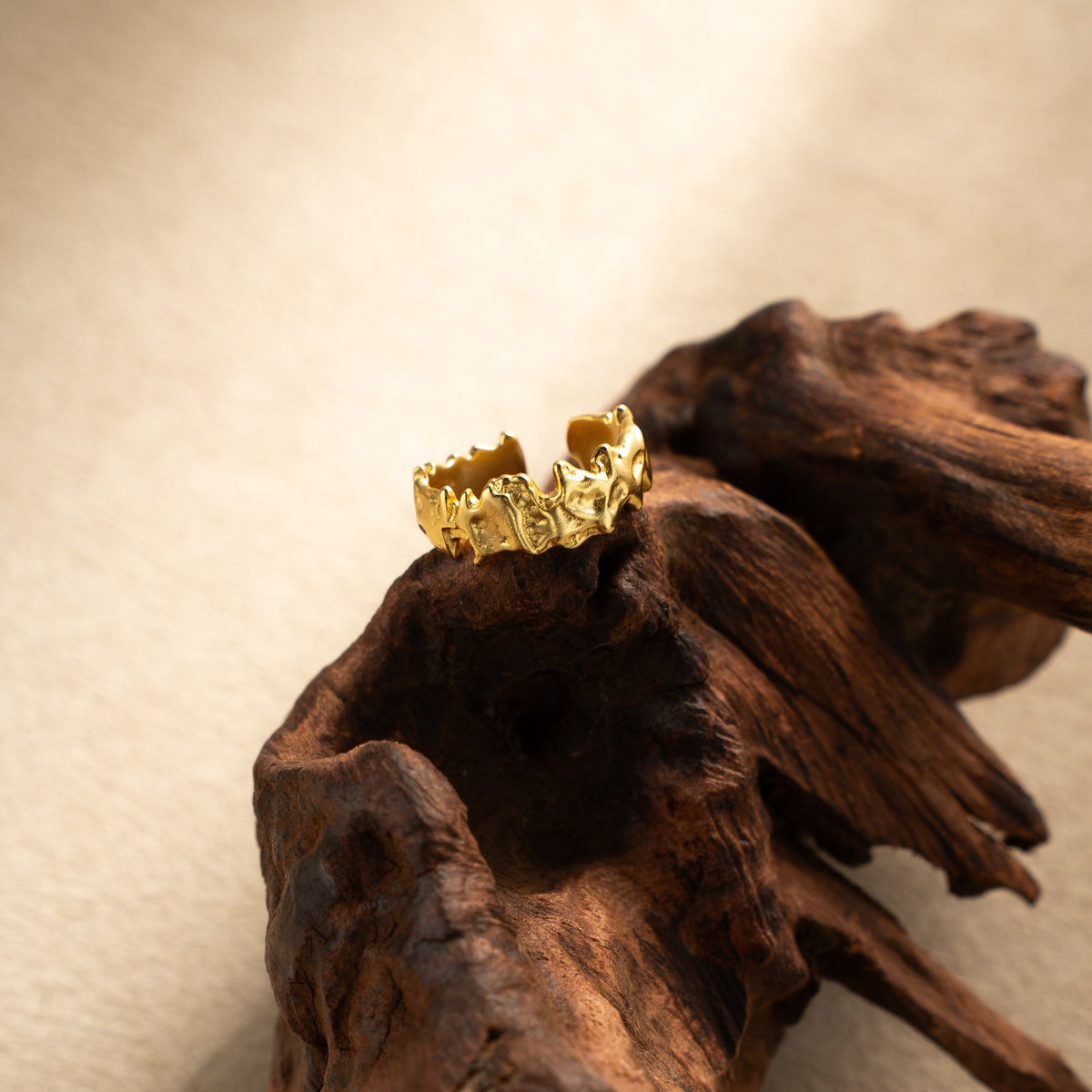 Mountain Texture Adjustable Ring – 18K Gold Vermeil on 925 Silver – View 7 | ARTTOO STUDIO