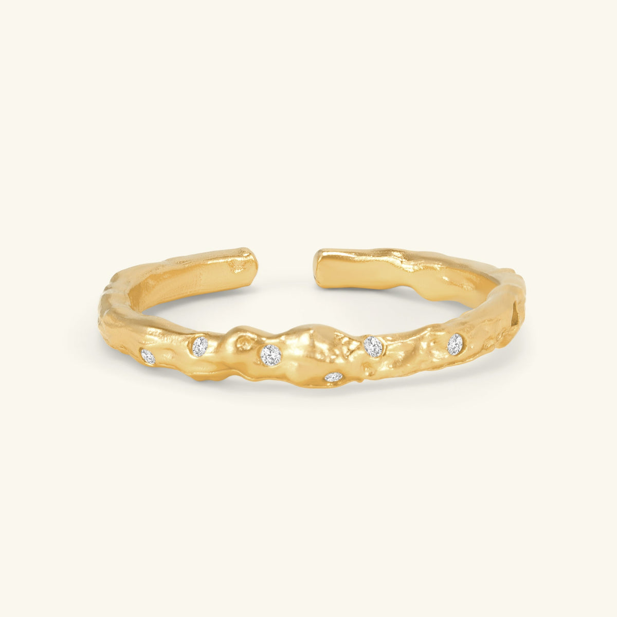 Starlit Glow Adjustable Ring – Irregular Hollow Texture, 18K Gold Vermeil on 925 Silver – Minimalist Jewelry | ARTTOO STUDIO