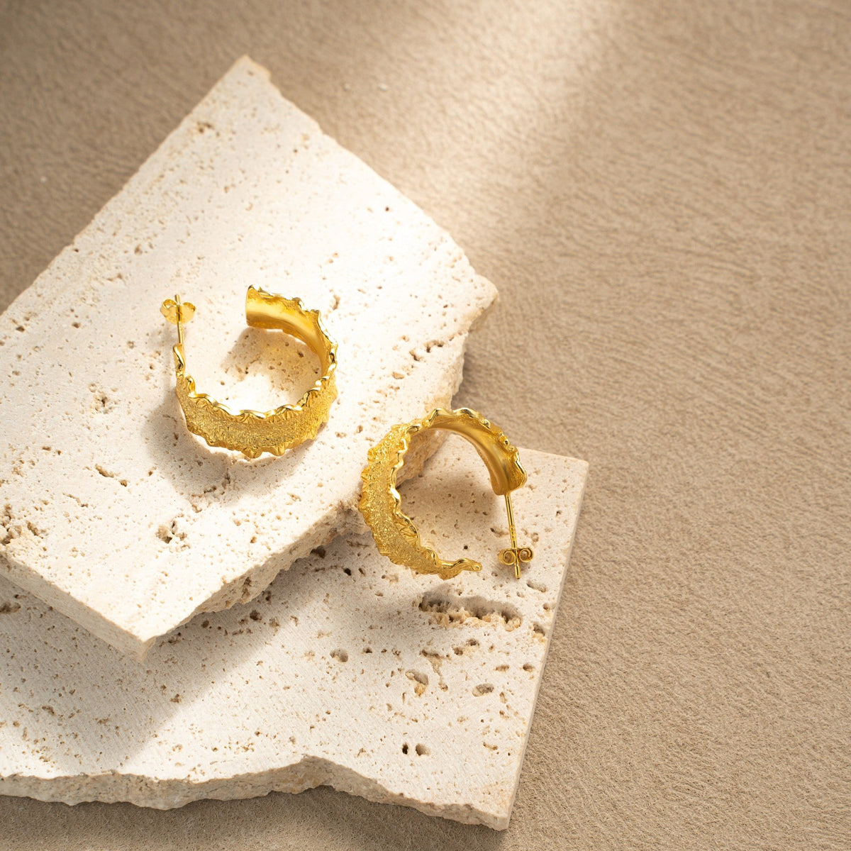 Tide Shadow Ripple Earrings – 925 Silver with 18K Gold Plating – View 5 | ARTTOO STUDIO
