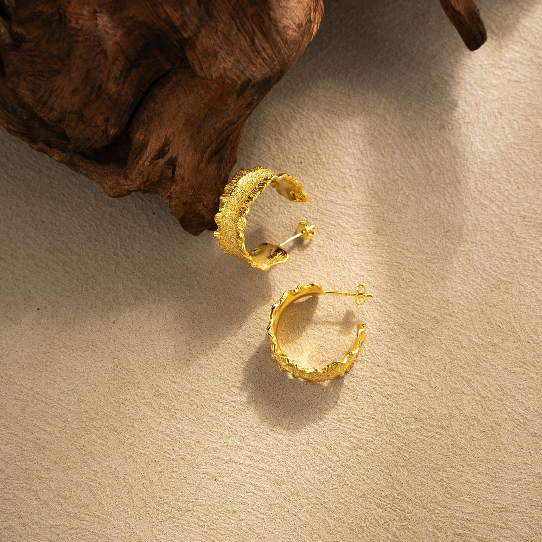 Tide Shadow Ripple Earrings – 925 Silver with 18K Gold Plating – View 7 | ARTTOO STUDIO