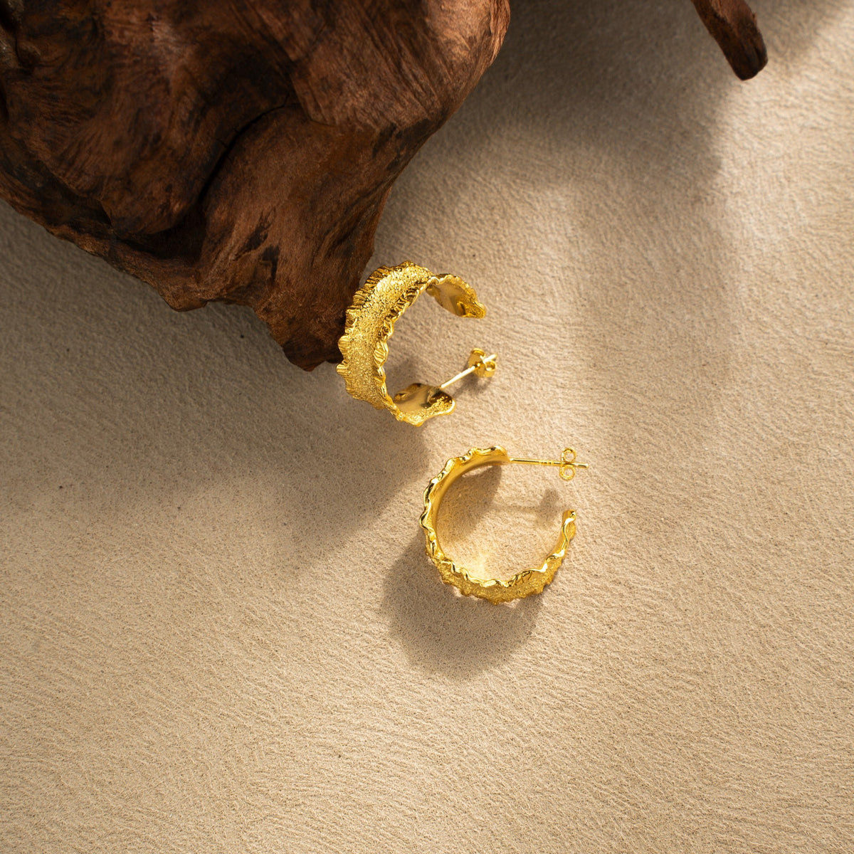Tide Shadow Ripple Earrings – 925 Silver with 18K Gold Plating – View 7 | ARTTOO STUDIO