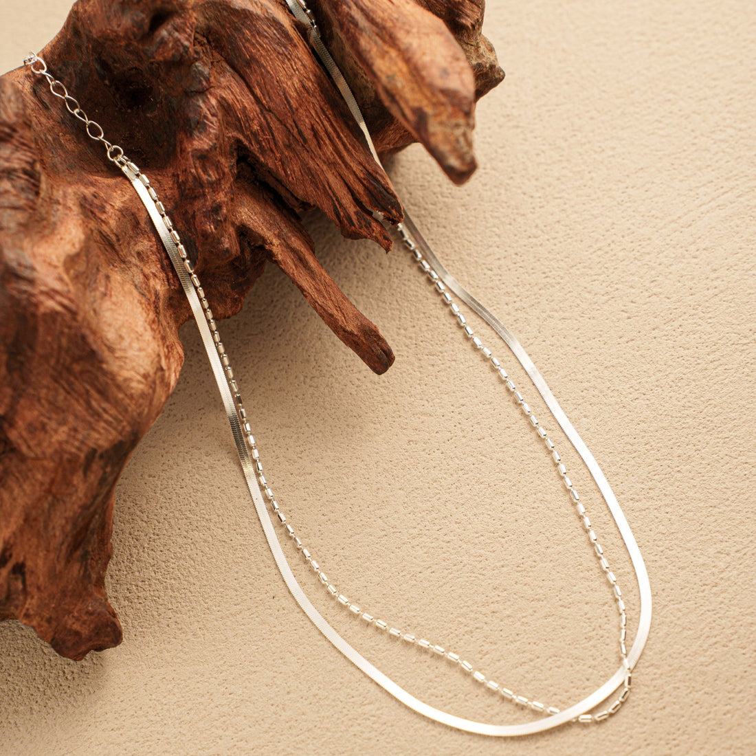 Morning Mist Dual Chain Necklace – 925 Silver with 18K Gold Plating – View 5 | ARTTOO STUDIO