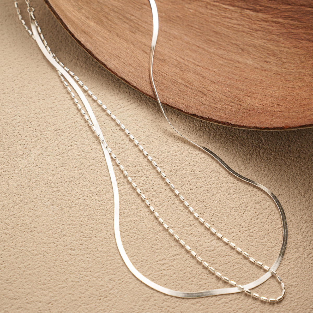 Morning Mist Dual Chain Necklace – 925 Silver with 18K Gold Plating – View 6 | ARTTOO STUDIO