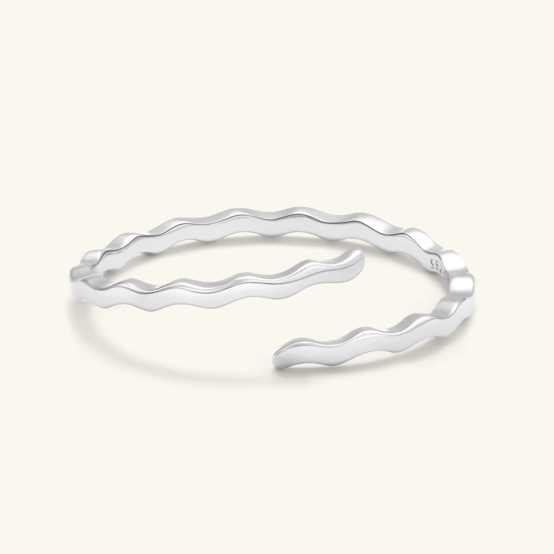 Ripple Waves Adjustable Open Ring – 925 Silver with 18K Gold Plating – Minimalist Jewelry | ARTTOO STUDIO