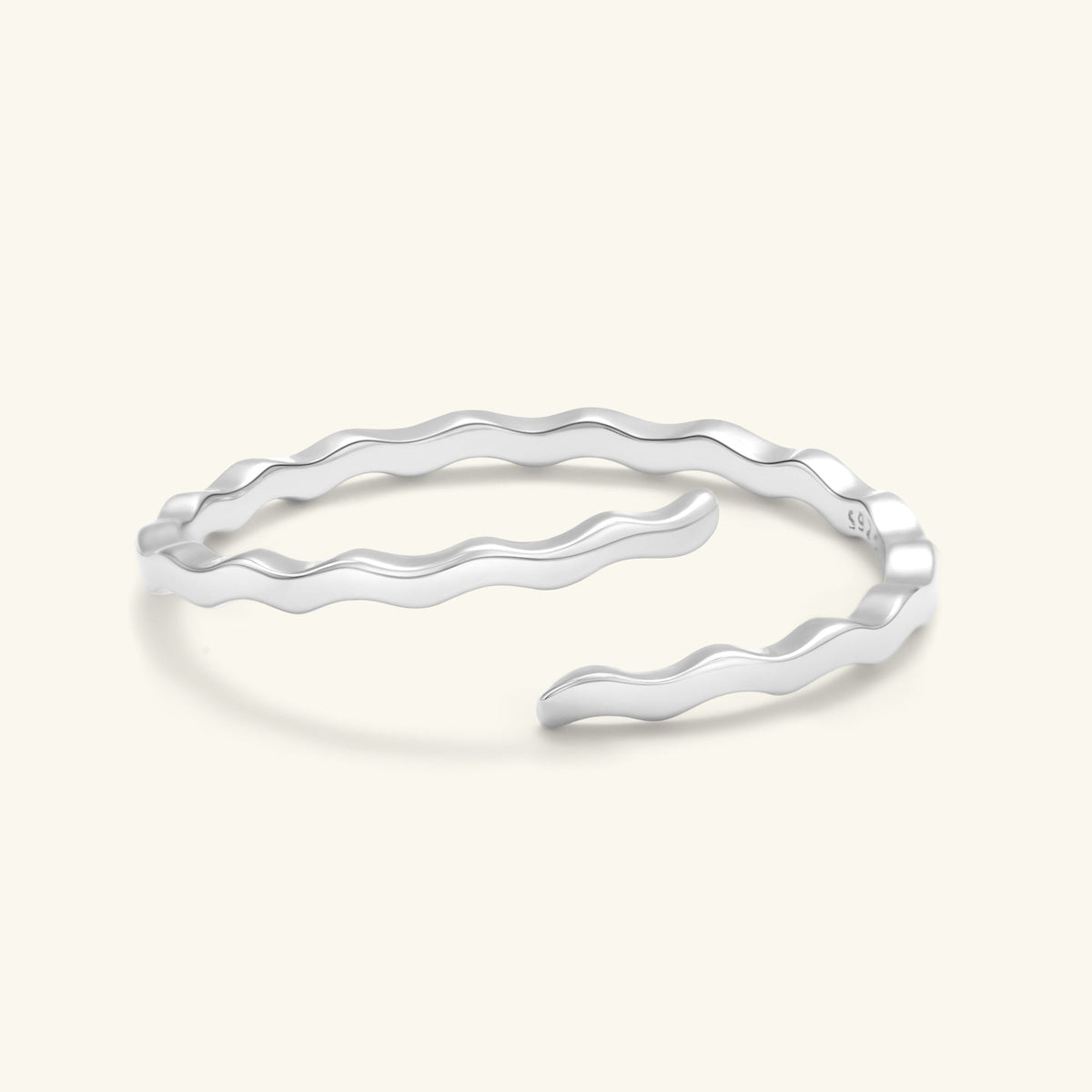 Ripple Waves Adjustable Open Ring – 925 Silver with 18K Gold Plating – Minimalist Jewelry | ARTTOO STUDIO