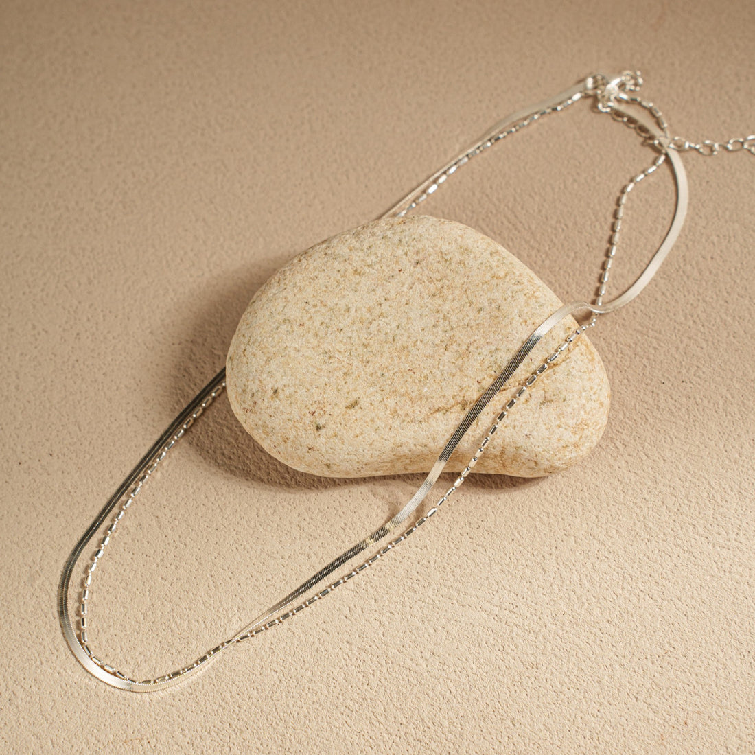 Morning Mist Dual Chain Necklace – 925 Silver with 18K Gold Plating – Detail and Craftsmanship | ARTTOO STUDIO