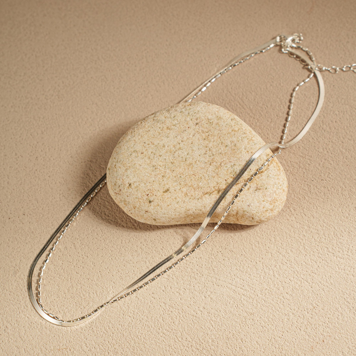 Morning Mist Dual Chain Necklace – 925 Silver with 18K Gold Plating – Detail and Craftsmanship | ARTTOO STUDIO