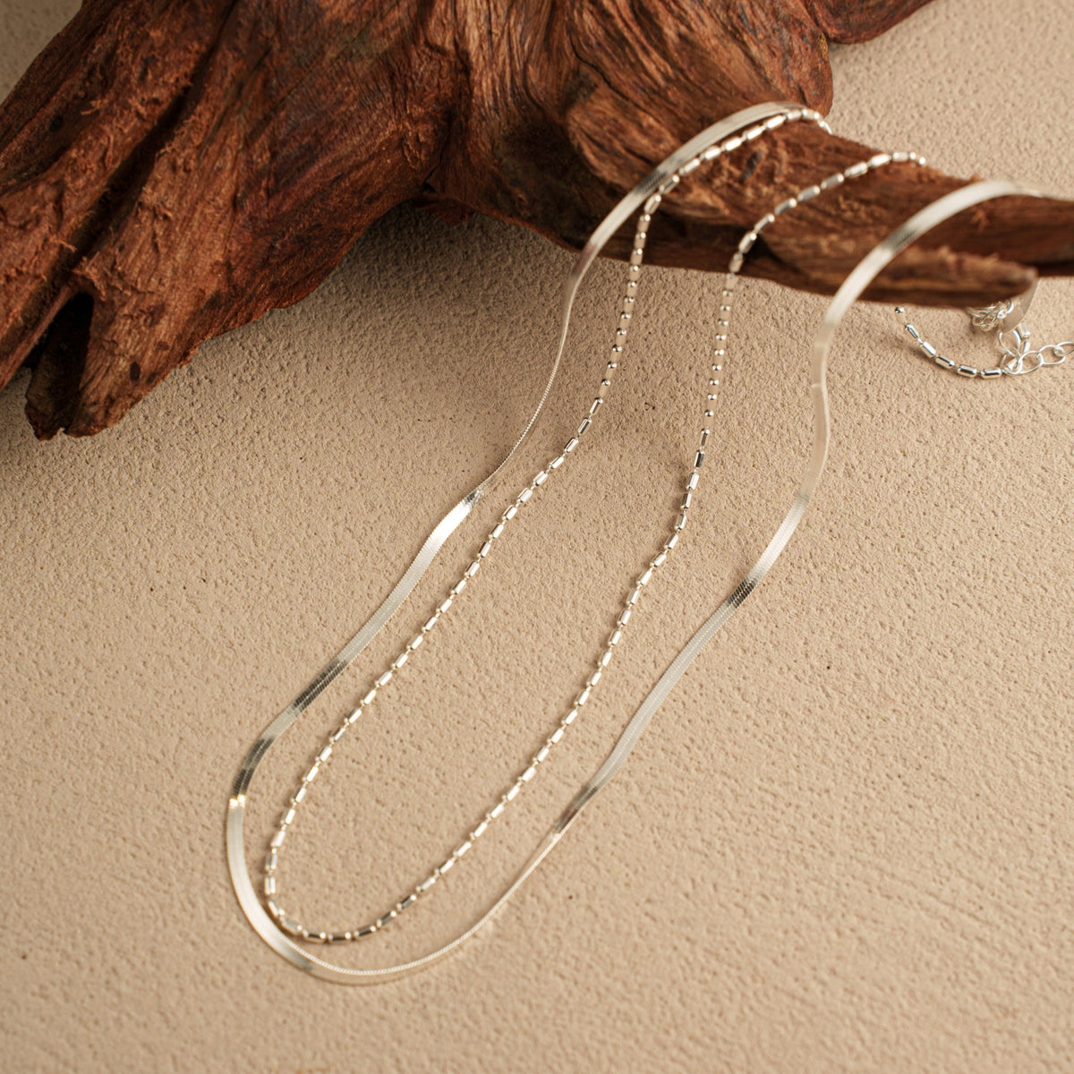 Morning Mist Dual Chain Necklace – 925 Silver with 18K Gold Plating – View 4 | ARTTOO STUDIO