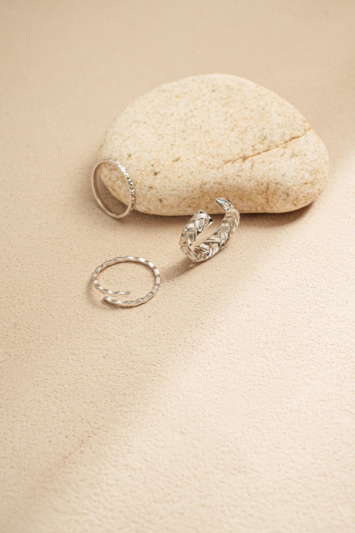 Ripple Waves Adjustable Open Ring – 925 Silver with 18K Gold Plating – View 8 | ARTTOO STUDIO
