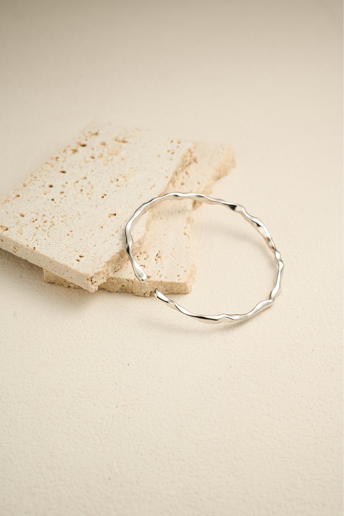 Flowing Texture Open Bangle | S925 Sterling Silver Minimalist Adjustable Bracelet – View 7 | ARTTOO STUDIO