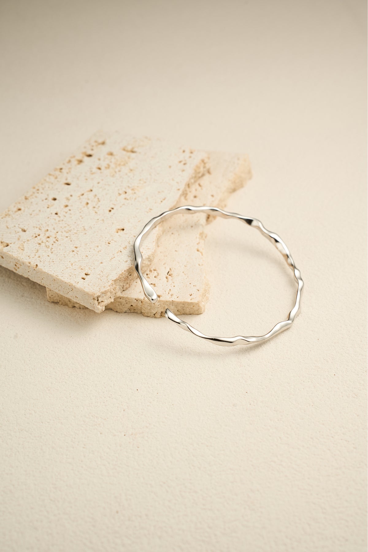 Flowing Texture Open Bangle | S925 Sterling Silver Minimalist Adjustable Bracelet – View 7 | ARTTOO STUDIO