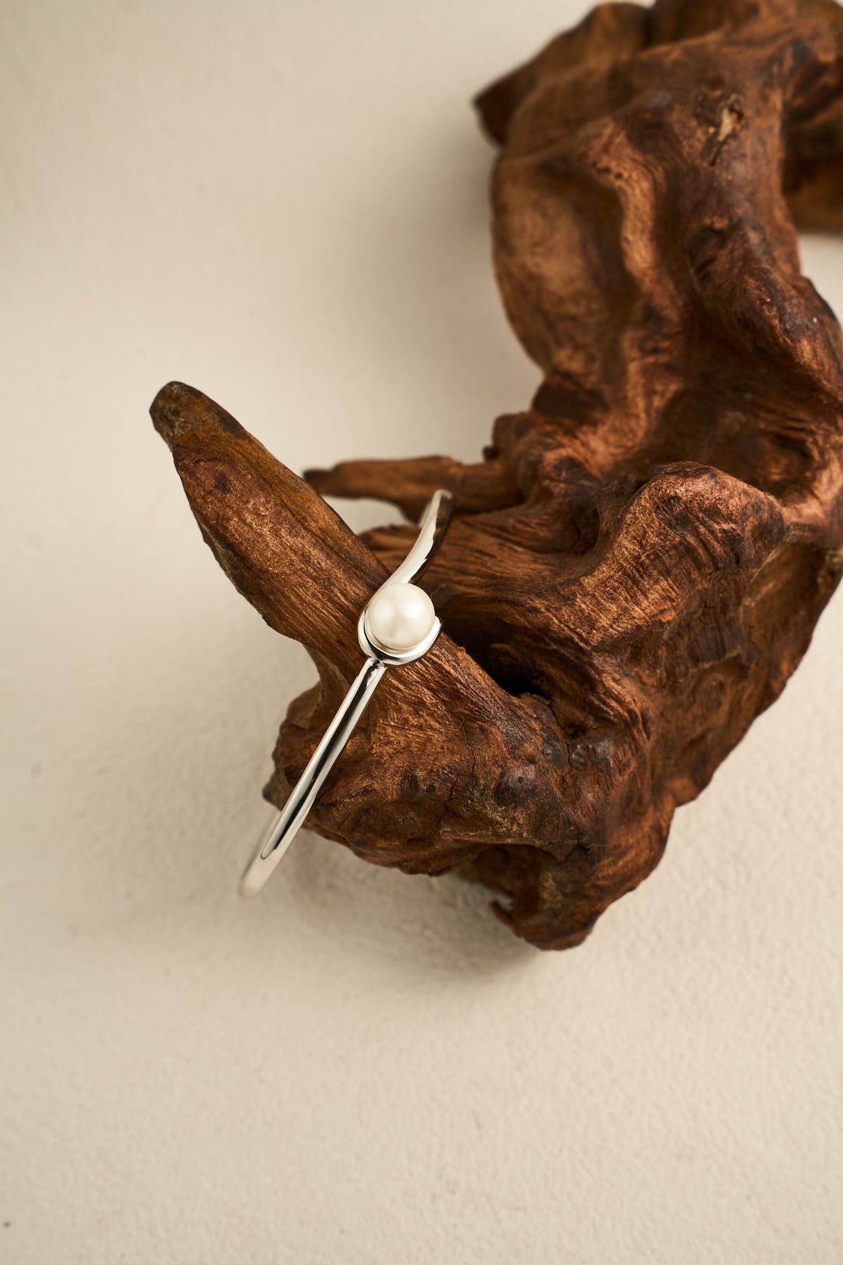 Gentle Radiance Bangle – S925 Sterling Silver Open Bracelet with Pear – View 4 | ARTTOO STUDIO