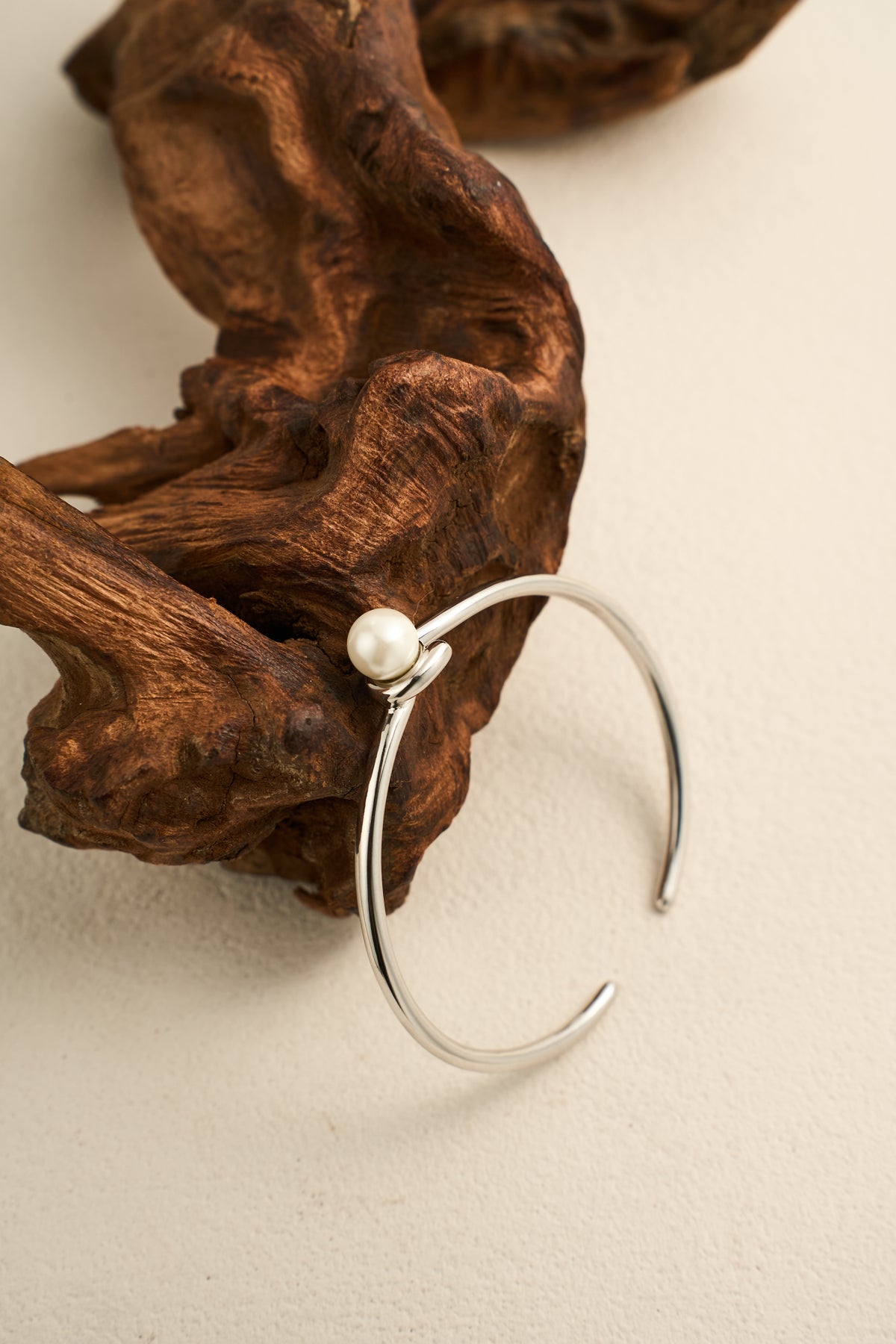 Gentle Radiance Bangle – S925 Sterling Silver Open Bracelet with Pear – View 5 | ARTTOO STUDIO