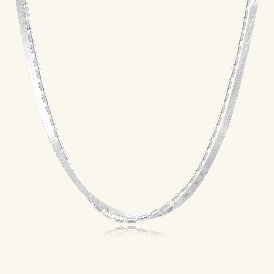 Morning Mist Dual Chain Necklace – 925 Silver with 18K Gold Plating – Minimalist Jewelry | ARTTOO STUDIO