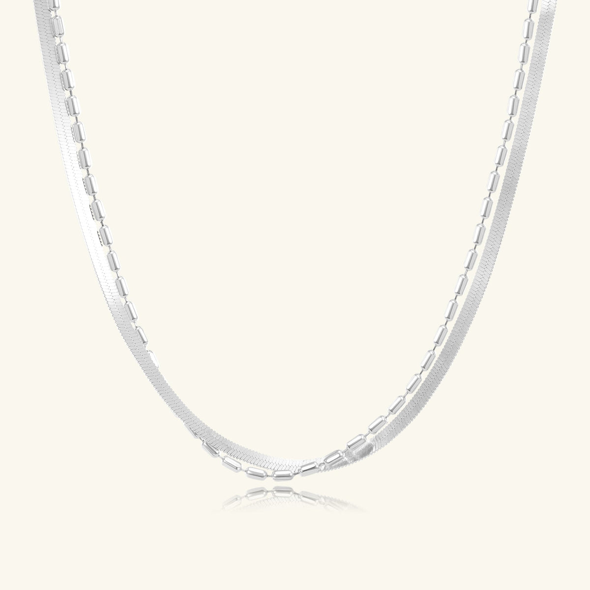 Morning Mist Dual Chain Necklace – 925 Silver with 18K Gold Plating – Minimalist Jewelry | ARTTOO STUDIO