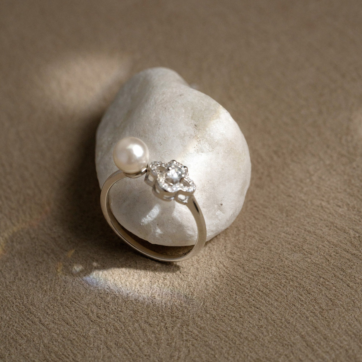 Dewdrop Wish Adjustable Ring – 925 Silver with 18K Gold Plating – View 6 | ARTTOO STUDIO