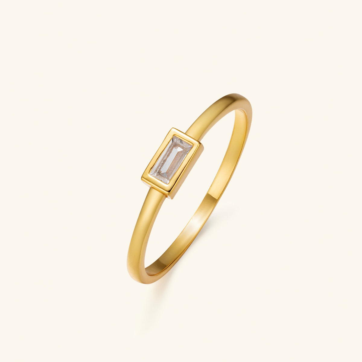 Glimmer Geometry Baguette Zircon Ring – 925 Silver with 18K Gold Plating – Minimalist Jewelry | ARTTOO STUDIO