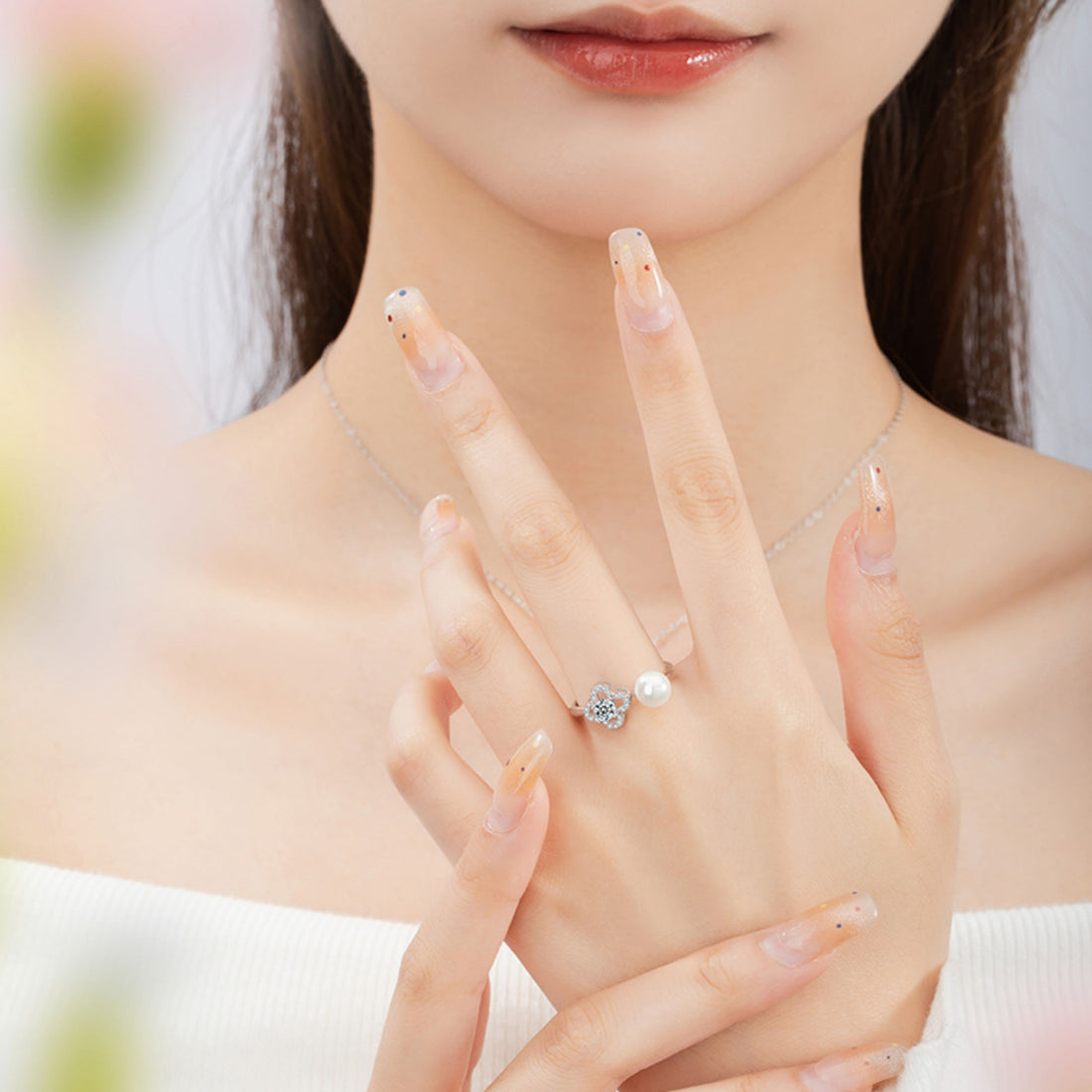 Dewdrop Wish Adjustable Ring – 925 Silver with 18K Gold Plating – Lifestyle & On-Model Look | ARTTOO STUDIO