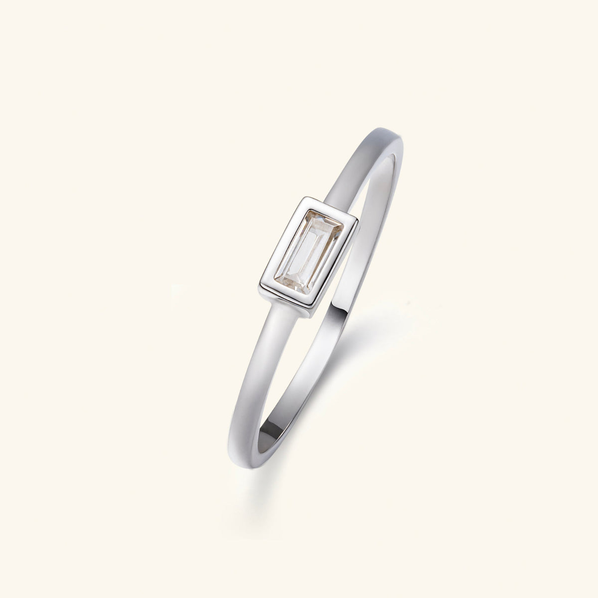 Glimmer Geometry Baguette Zircon Ring – 925 Silver with 18K Gold Plating – Detail and Craftsmanship | ARTTOO STUDIO