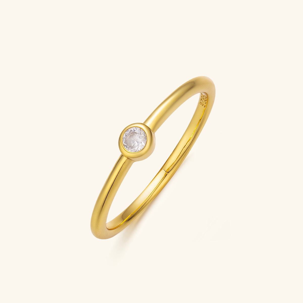 Elegant Zircon Stacking Ring – 20K Gold/Platinum Plated on 925 Silver – Minimalist Jewelry | ARTTOO STUDIO