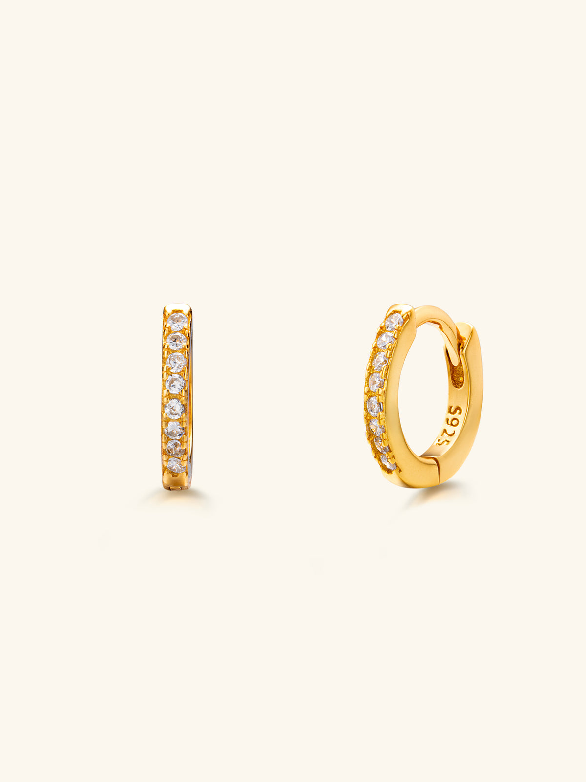 Pavé Huggie Earrings – 18K Gold Vermeil on 925 Silver – Minimalist Jewelry | ARTTOO STUDIO