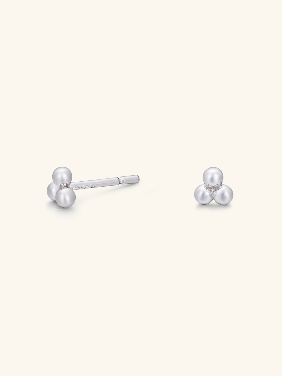 Triple Bead Stud Earrings – 925 Silver with 18K Gold/Platinum Plating – Detail and Craftsmanship | ARTTOO STUDIO