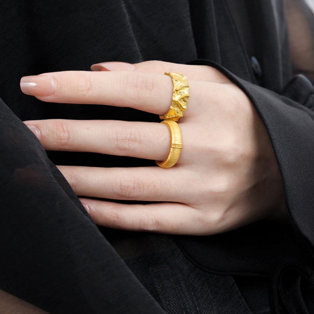 Golden Minimalist Band Ring – 18K Gold Plated on 925 Silver – View 7 | ARTTOO STUDIO