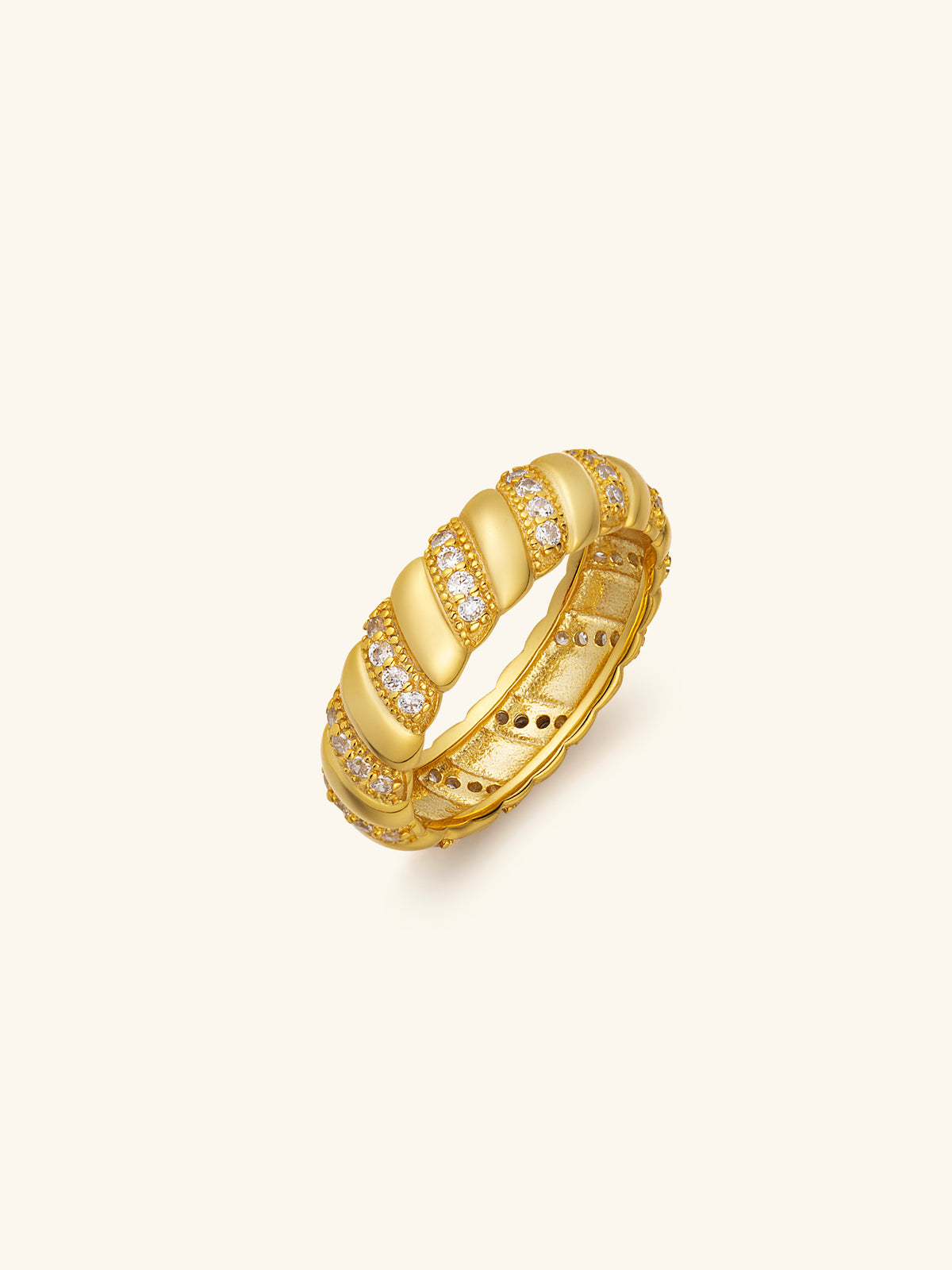 Twisted Pavé Band Ring – 925 Silver with 18K Gold/Platinum Plating – Minimalist Jewelry | ARTTOO STUDIO