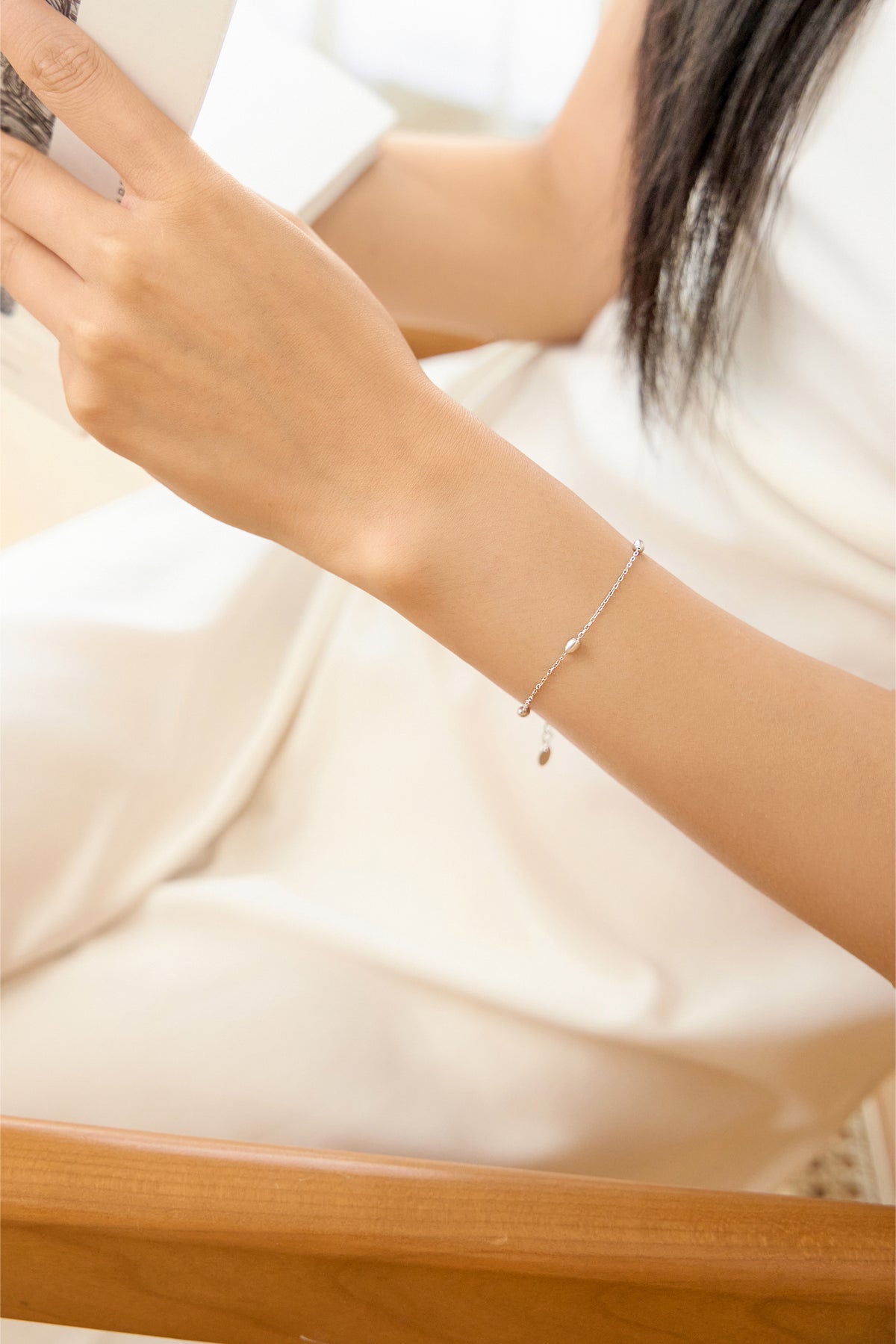 Orbit Beads Bracelet – 925 Silver Minimalist Chain – View 9 | ARTTOO STUDIO
