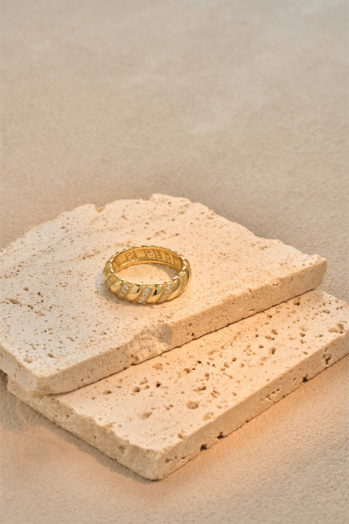 Twisted Pavé Band Ring – 925 Silver with 18K Gold/Platinum Plating – View 9 | ARTTOO STUDIO