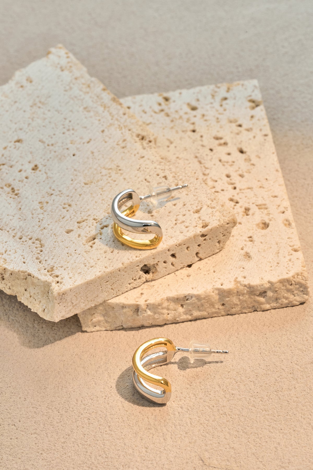 Architect Duo-Tone Earrings – 925 Silver with 18K Gold Plating – View 4 | ARTTOO STUDIO