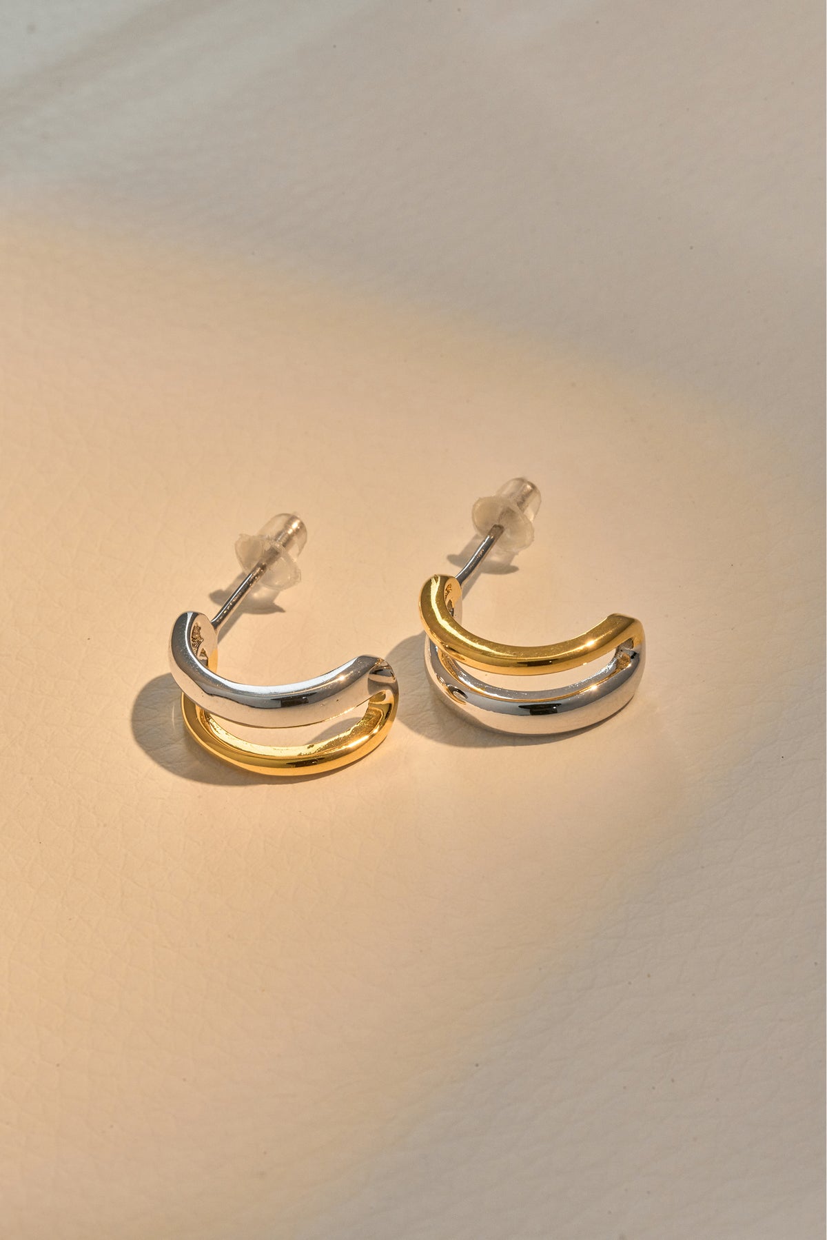 Architect Duo-Tone Earrings – 925 Silver with 18K Gold Plating – View 7 | ARTTOO STUDIO